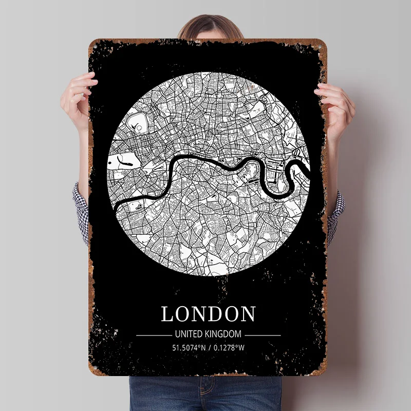 Retro Gaming In London - Placa de Metal com Mapa da