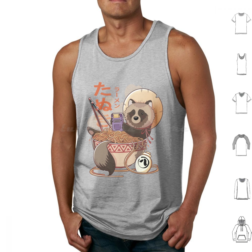 Retro Gaming Japan - Tanuki ramen regatas impressão algodão tanuki