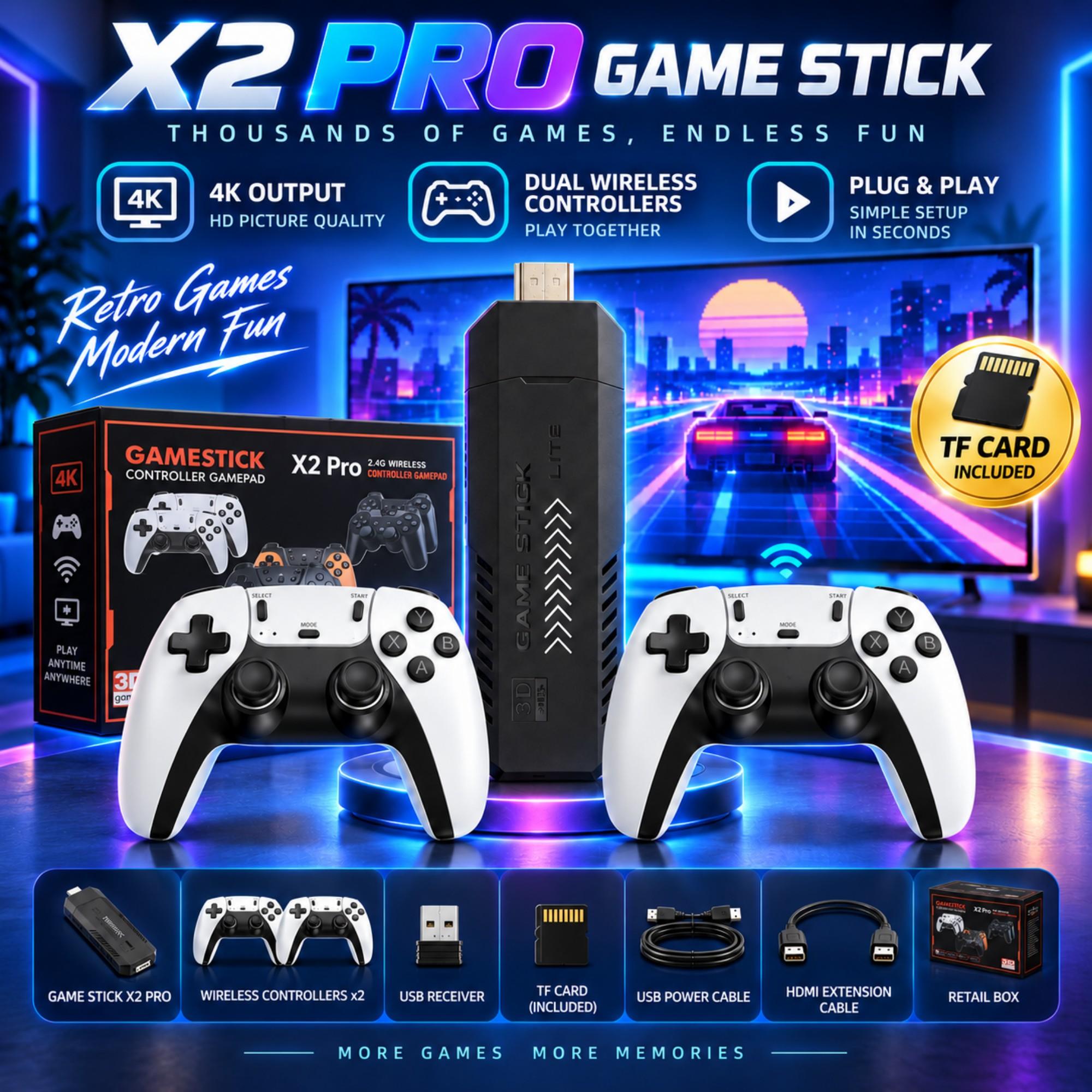 Retro Gaming X2 - X2 PRO Game Stick, console de