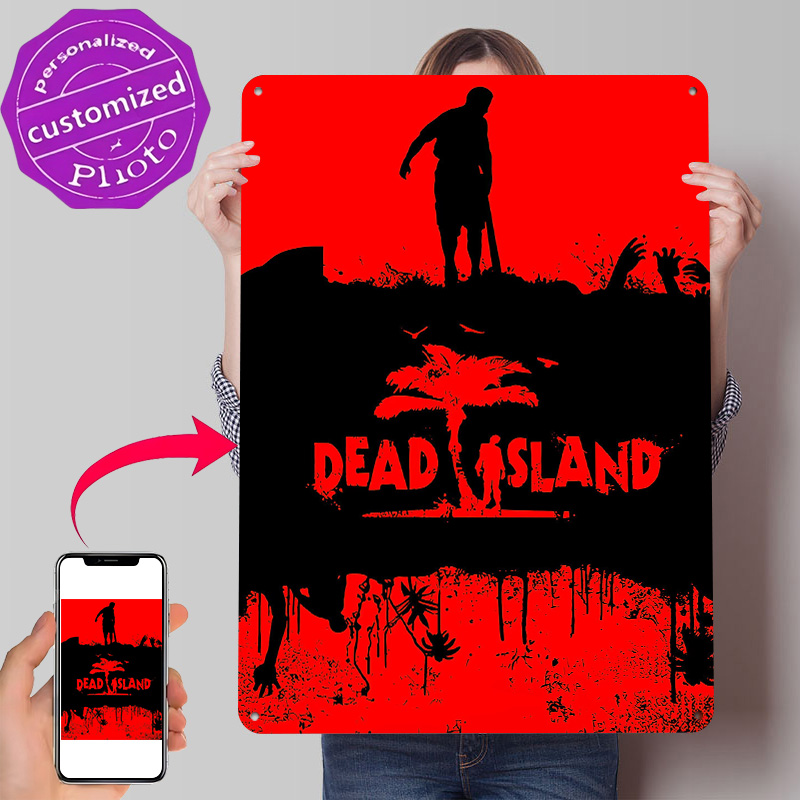 Retro Gaming Island - Placa de Metal Texturizada 3D Personalizada