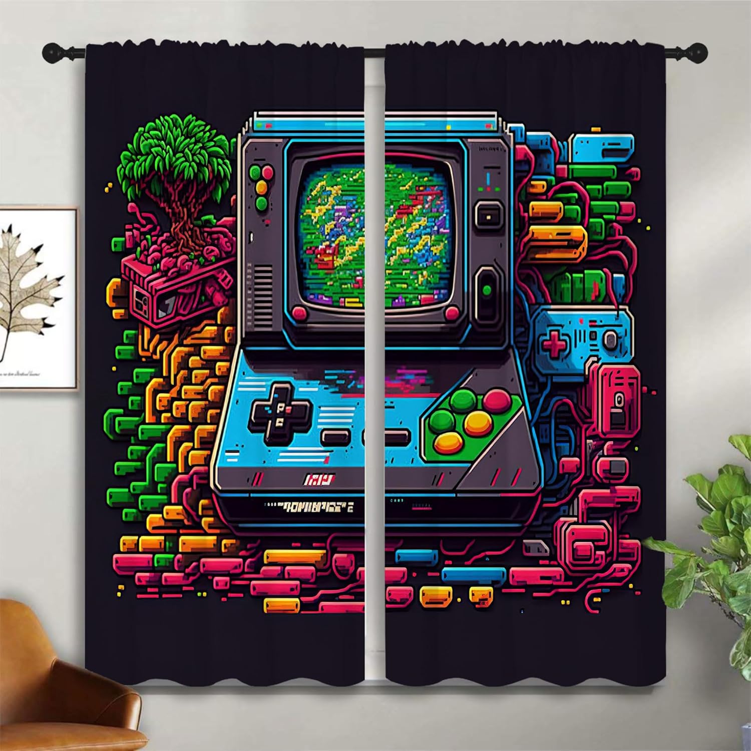 Retro Gaming Japan - Cortinas Blackout com Estampa de Joystick