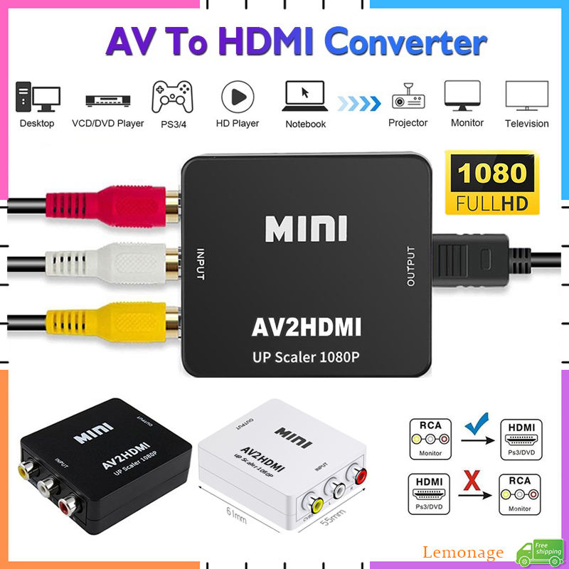Retro Gaming With Projector - Conversor AV RCA para HDMI 1080P