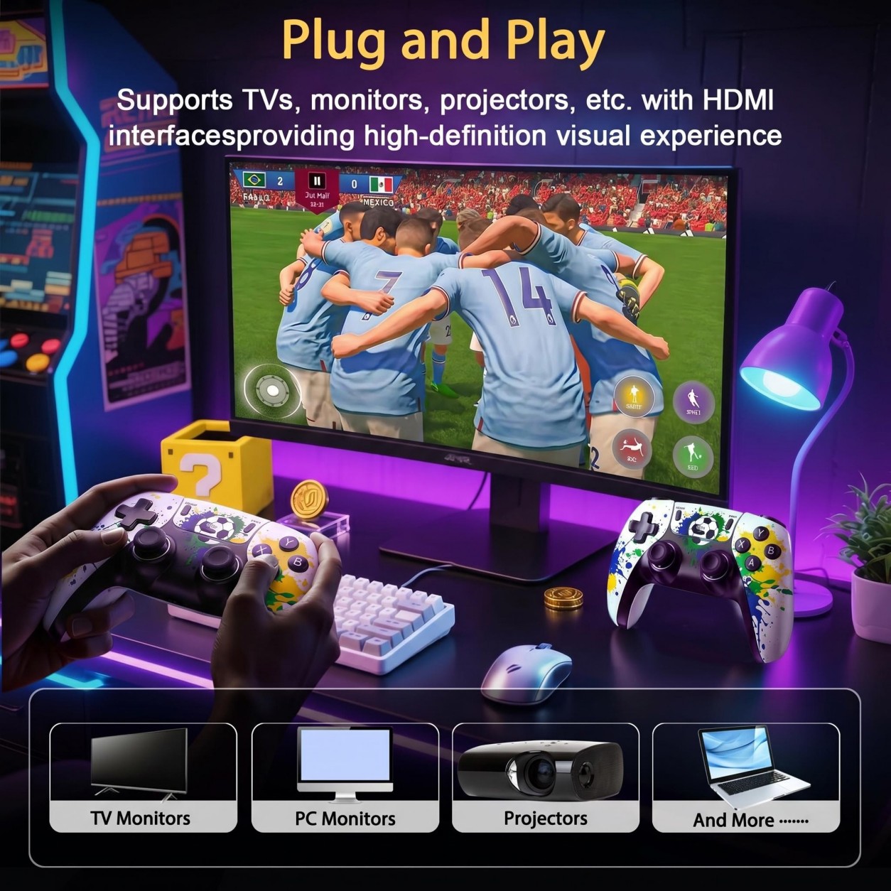 Controle Sem Fio com Padrão de - Retro X8 Gaming Console avaliação e preço